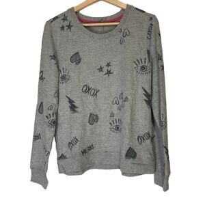 A617016 BUMBLEBELLA by Jill Martin Graphic Crewneck Sweatshirt HGrey Graffiti XS